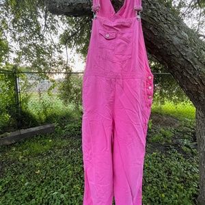SHIPS FREE Wide leg pink cotton overalls carpenter loop XL LYOCEL SOFT